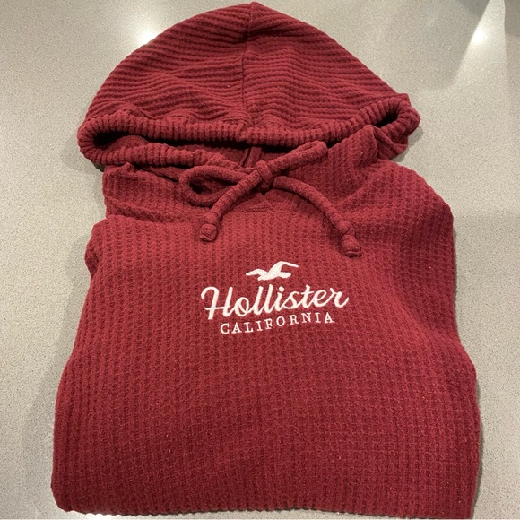 Hollister Sweaters - Hollister Ribbed Hoodie Burgundy Medium